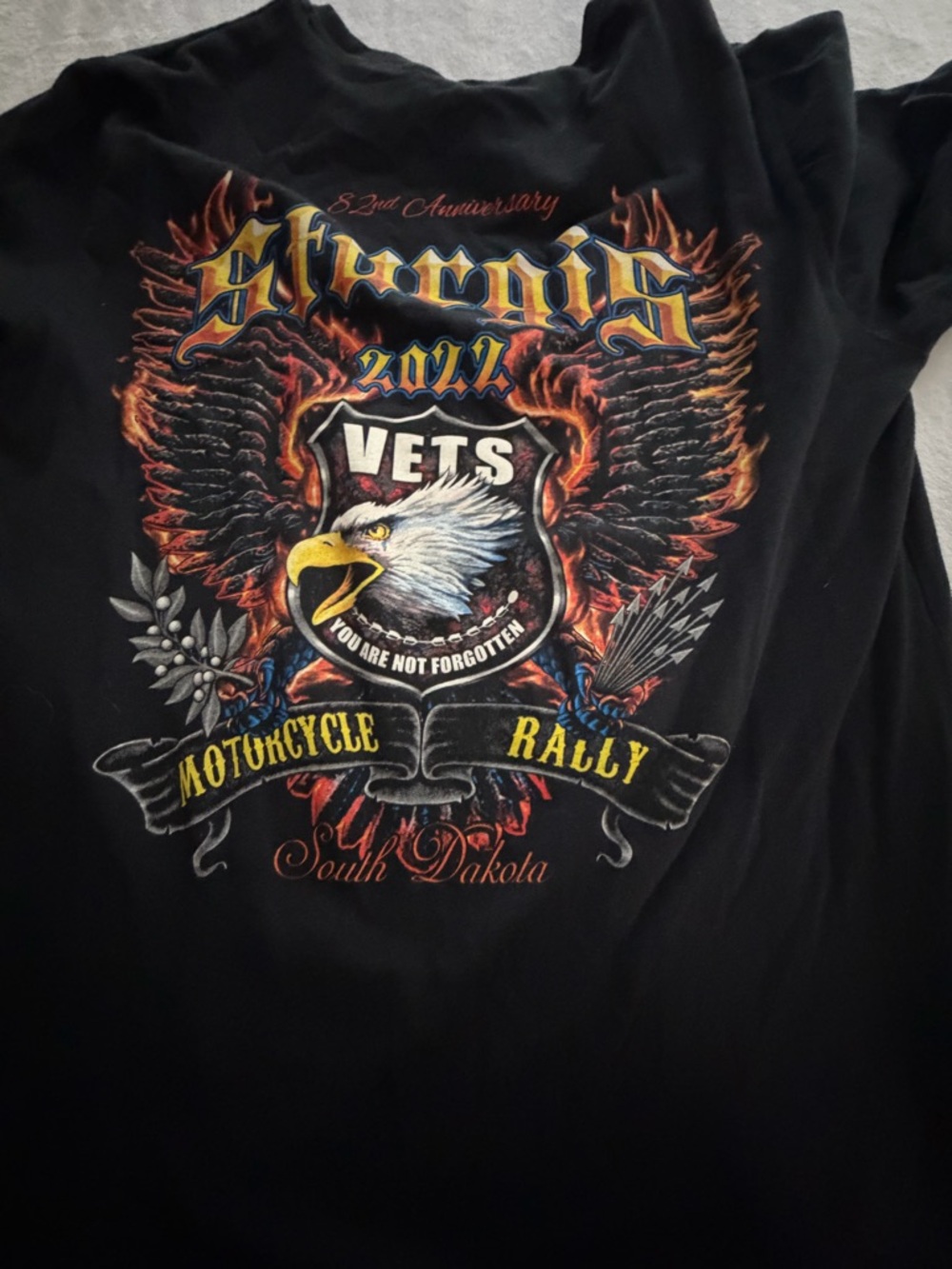 Black Graphic Short Sleeve Tee - Motorcycle Rally Eagle Design